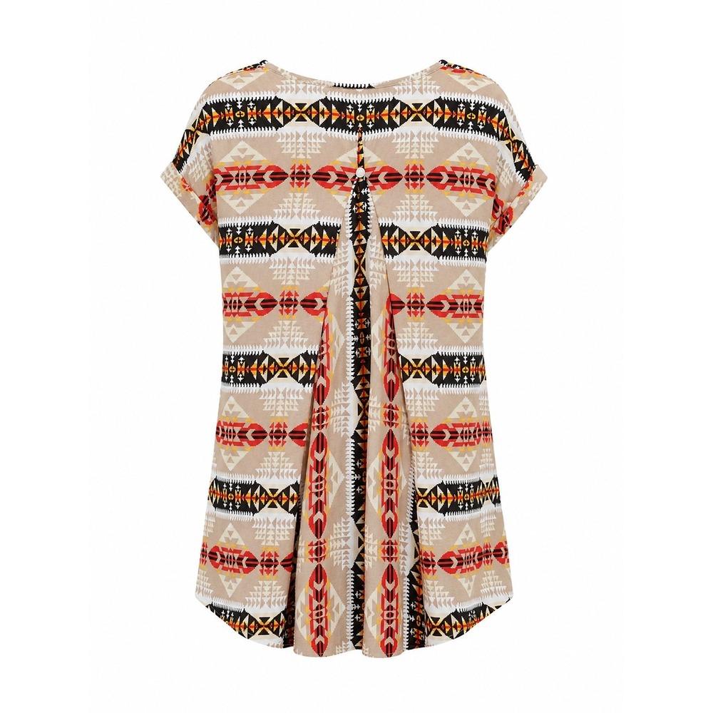 CATO Womens Large Aztec Tribal Print Hi Low Top Light Knit Southwestern Boho - Picture 3 of 12